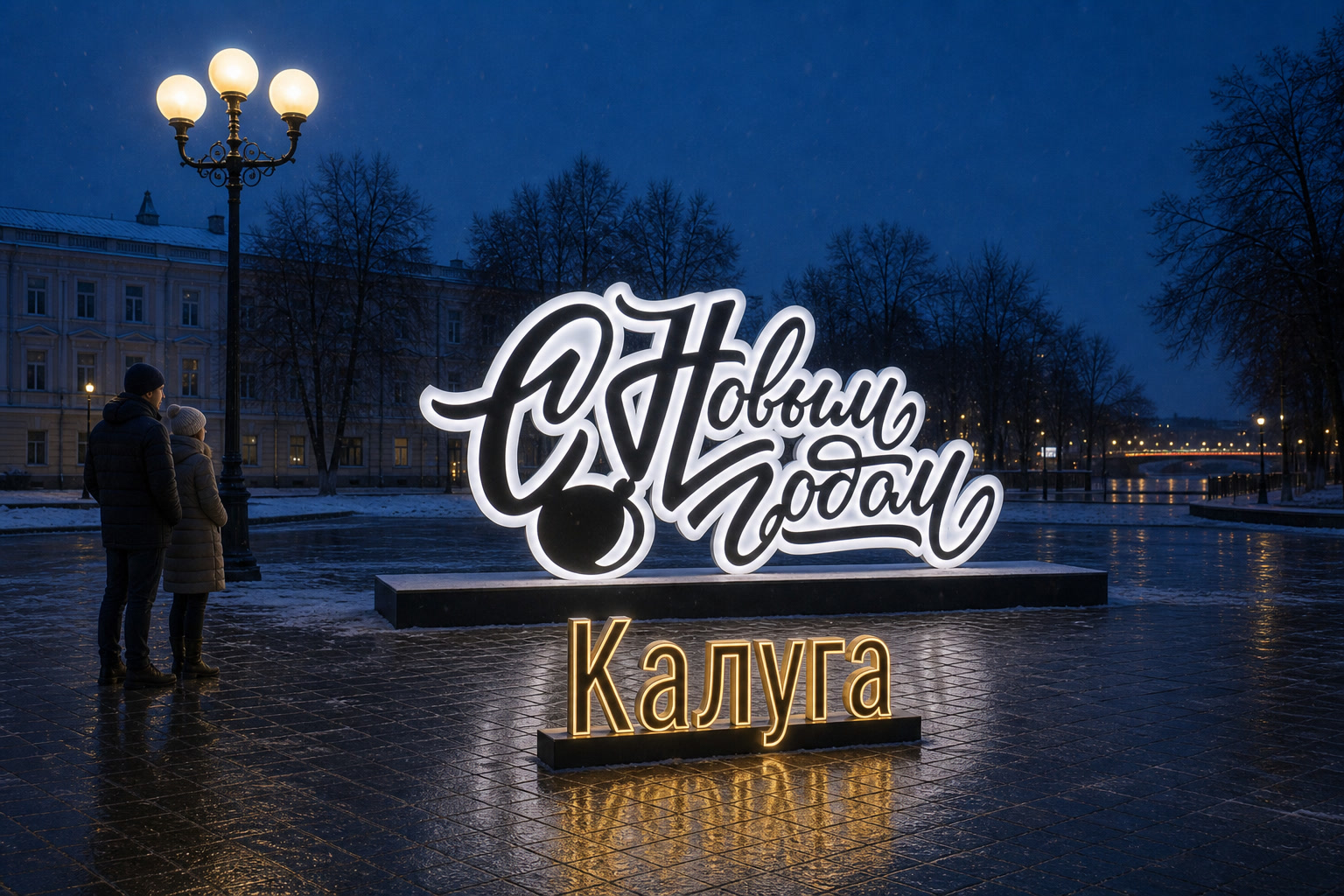 Концепция новогоднего оформления Калуги: Надпись Калуга.