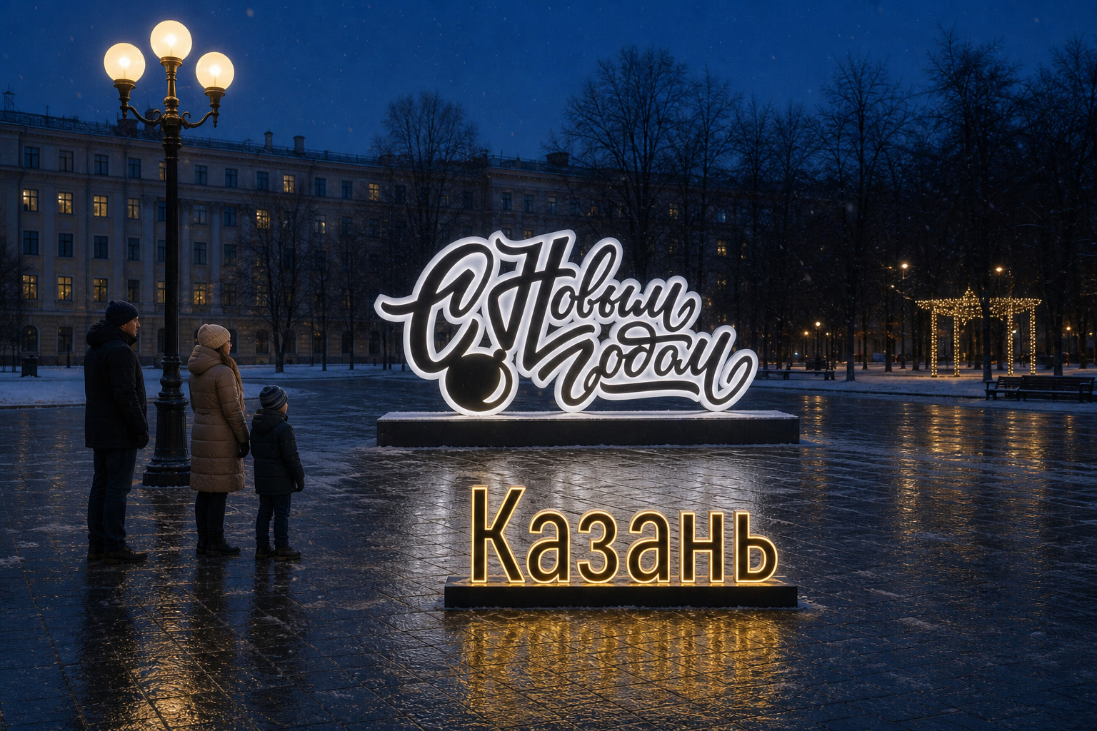 Концепция новогоднего оформления Казани: Надпись Казань.