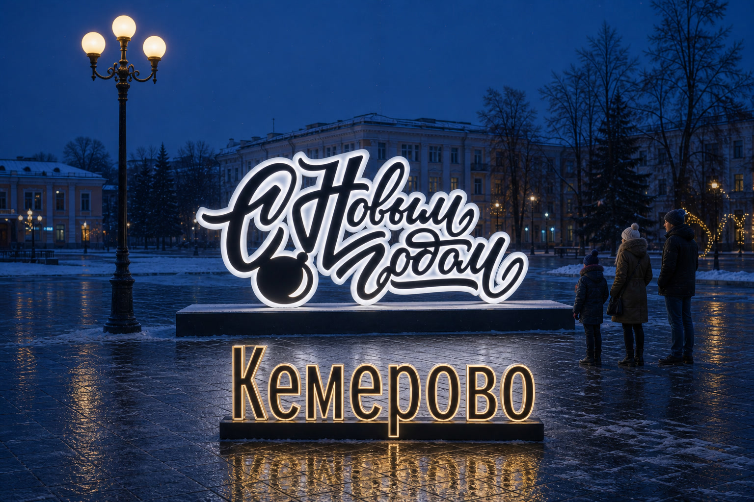 Концепция новогоднего оформления Кемерова: Надпись Кемерово.