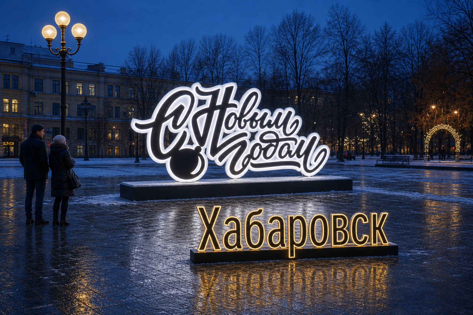 Концепция новогоднего оформления Хабаровска: Надпись Хабаровск.