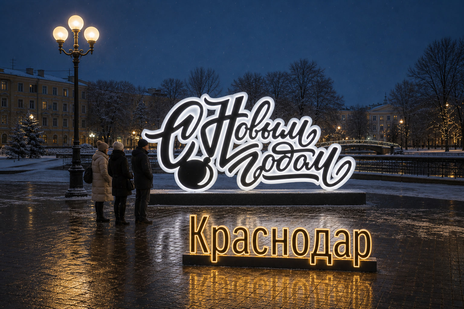 Концепция новогоднего оформления Краснодара: Надпись Краснодар.