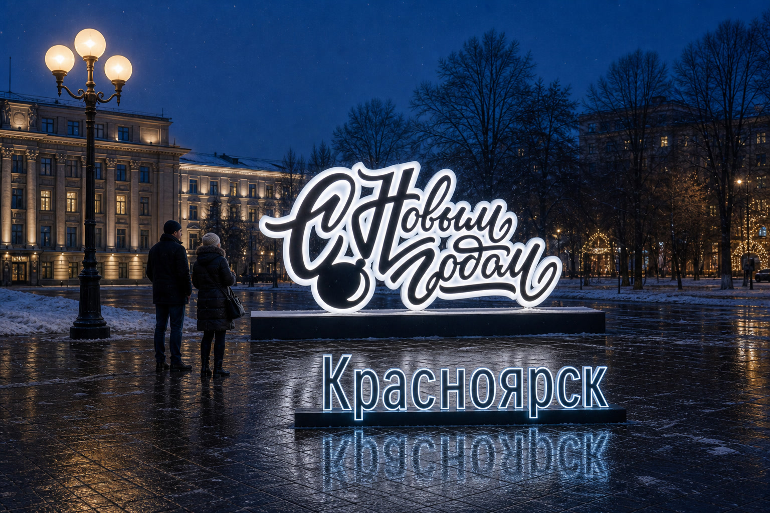 Концепция новогоднего оформления Красноярска: Надпись Красноярск.