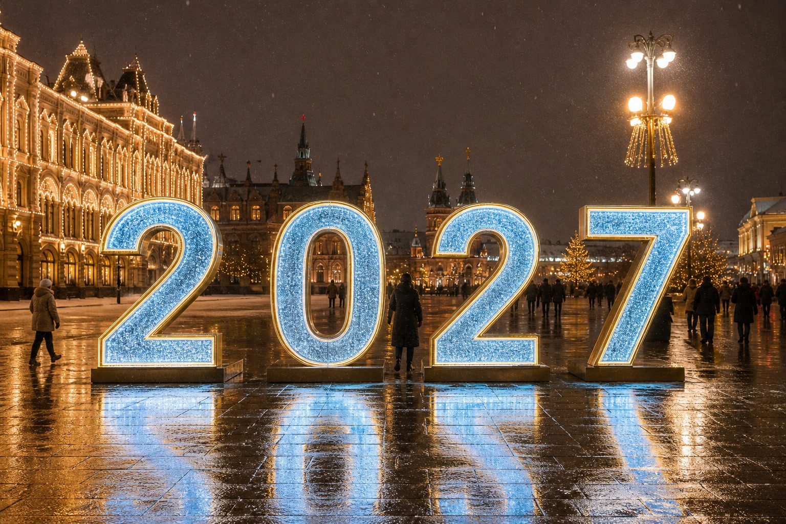 Визуализация световых цифр 2027 для площади. Не отчёт о монтаже. Сезон для администрации.