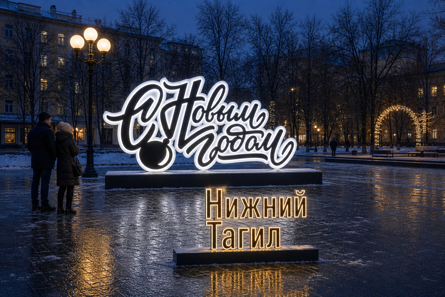 Концепция новогоднего оформления Нижнего Тагила: Надпись Нижний Тагил.