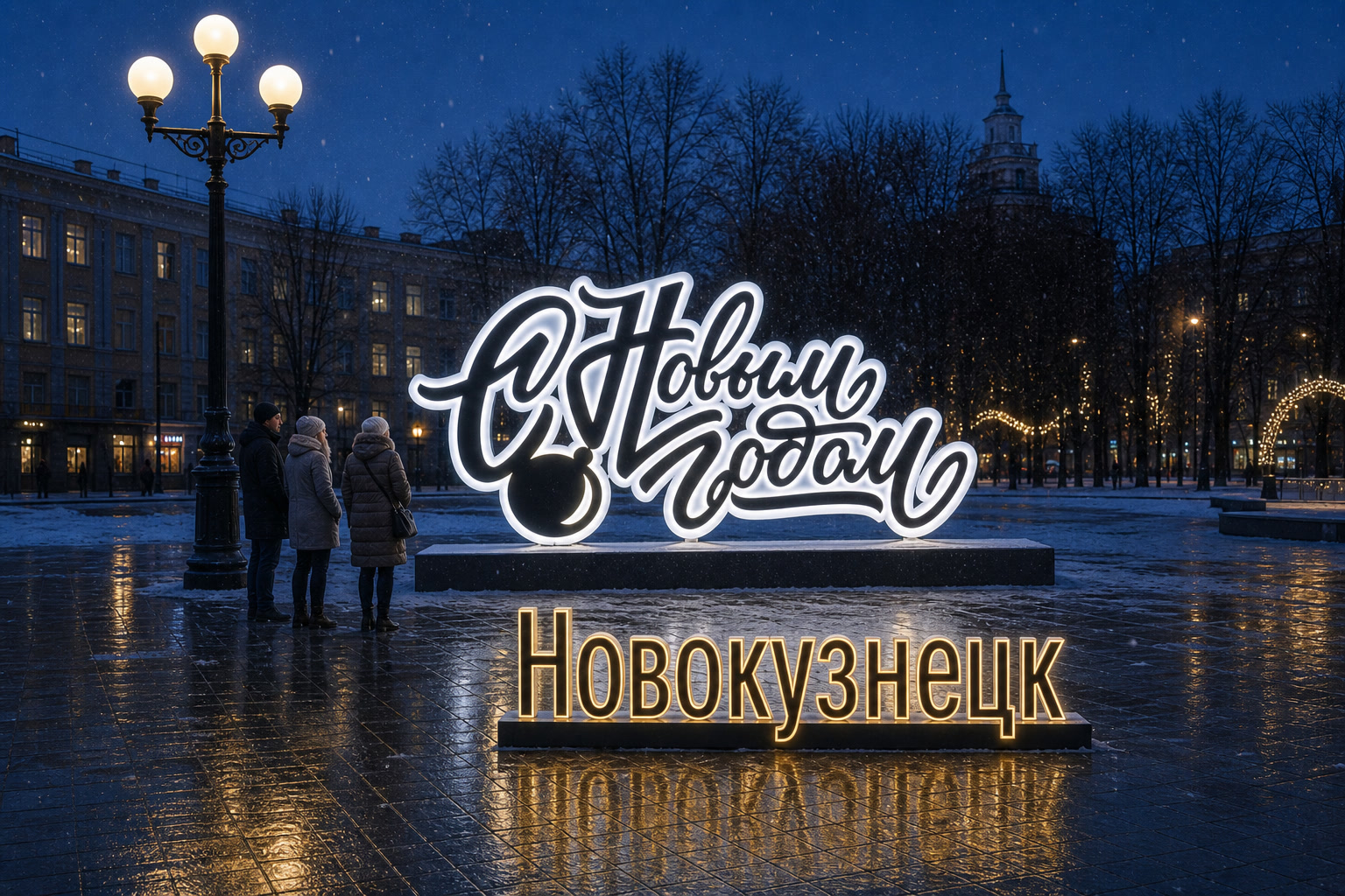 Концепция новогоднего оформления Новокузнецка: Надпись Новокузнецк.