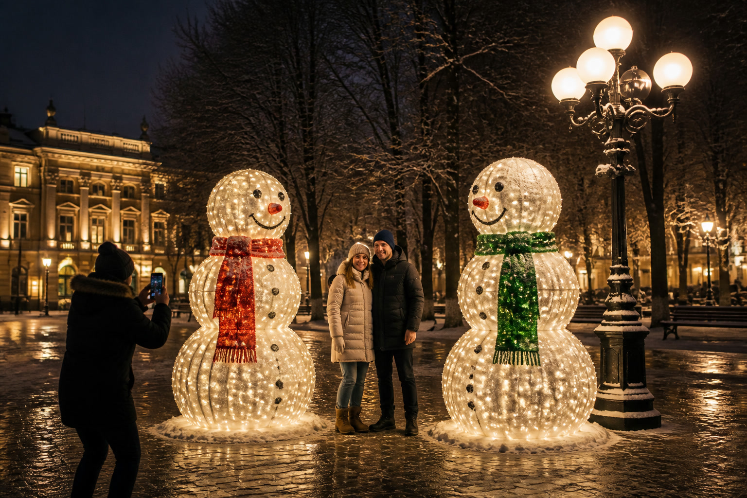 Снеговики пара фотозона