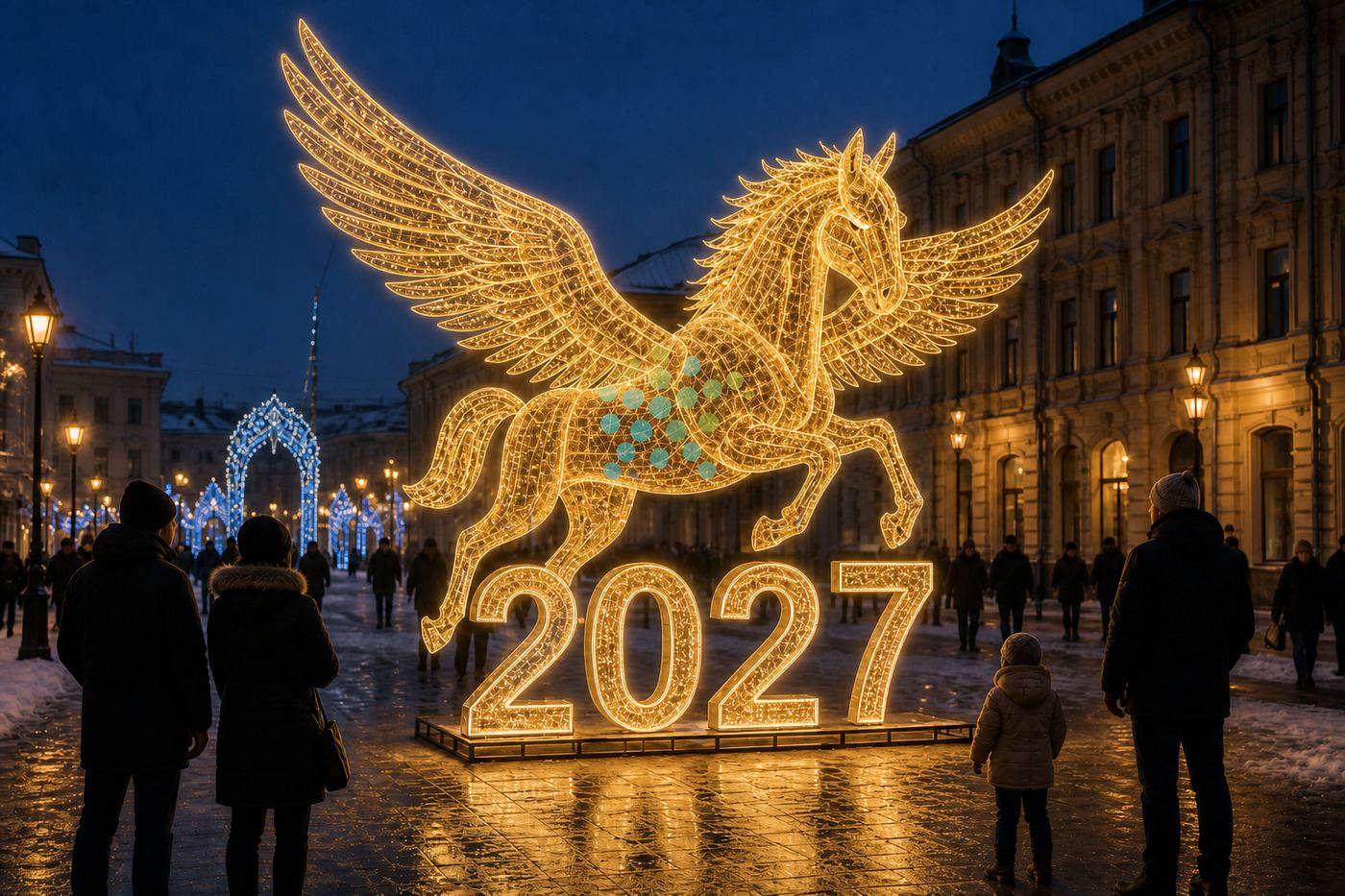 Световое цифры и конь