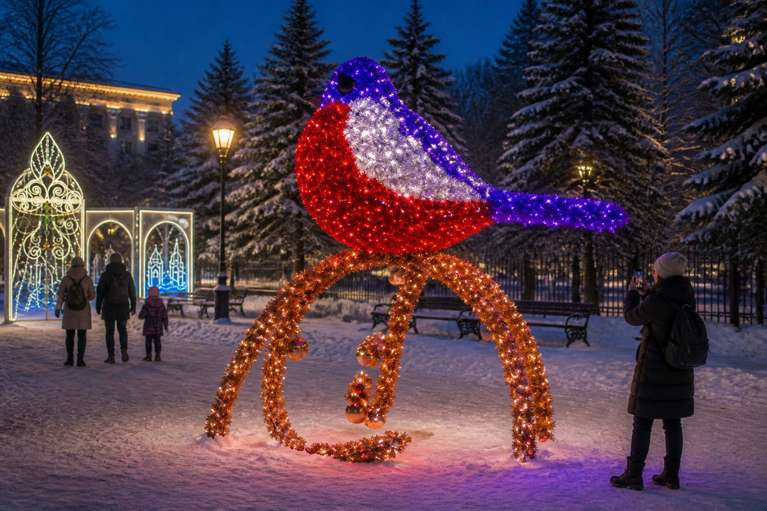 Новогодние фигуры из мишуры «Снегирь»
