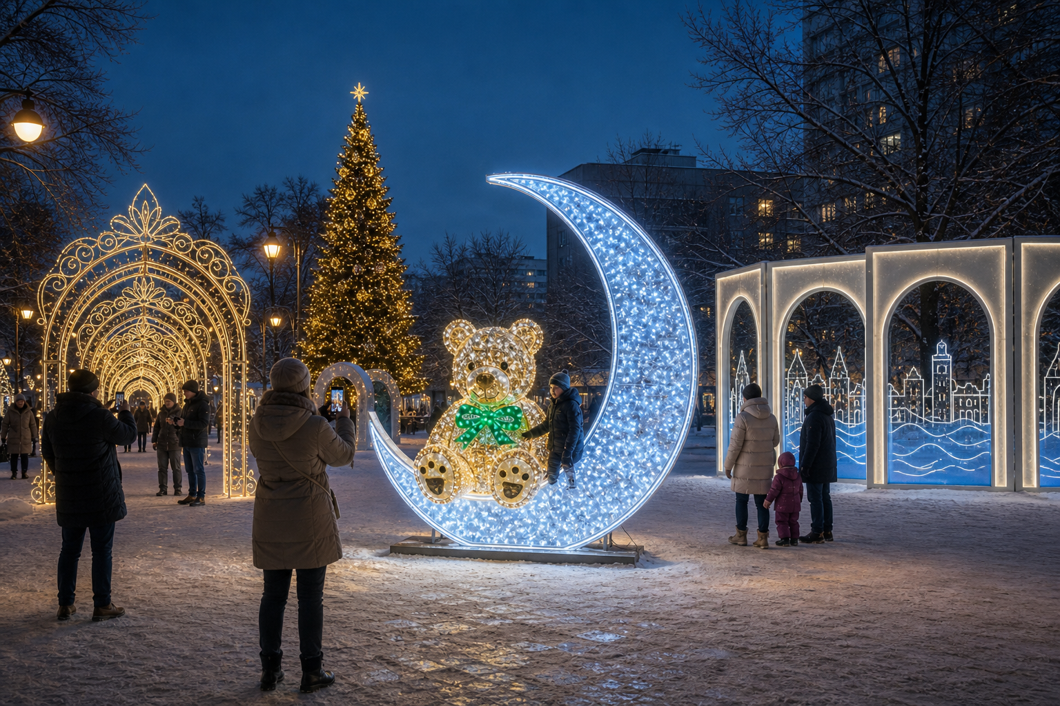 Фотозона «Полумесяц с мишкой»