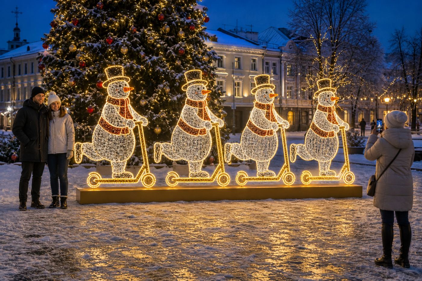 Фотозона «Снеговики на самокатах»
