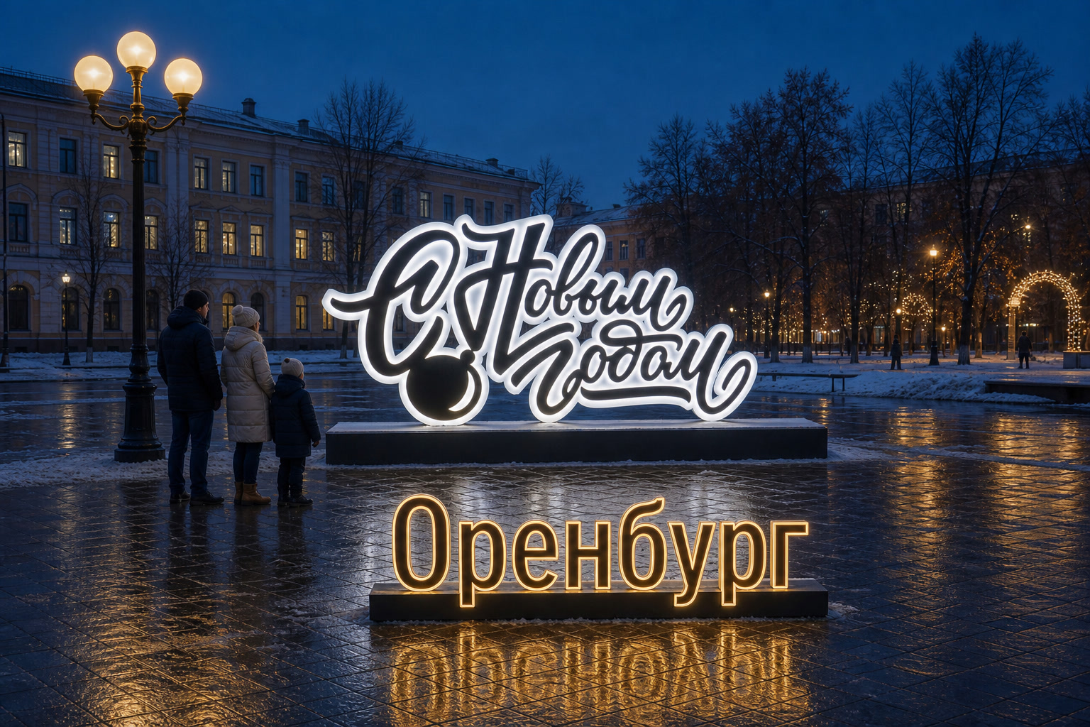 Концепция новогоднего оформления Оренбурга: Надпись Оренбург.