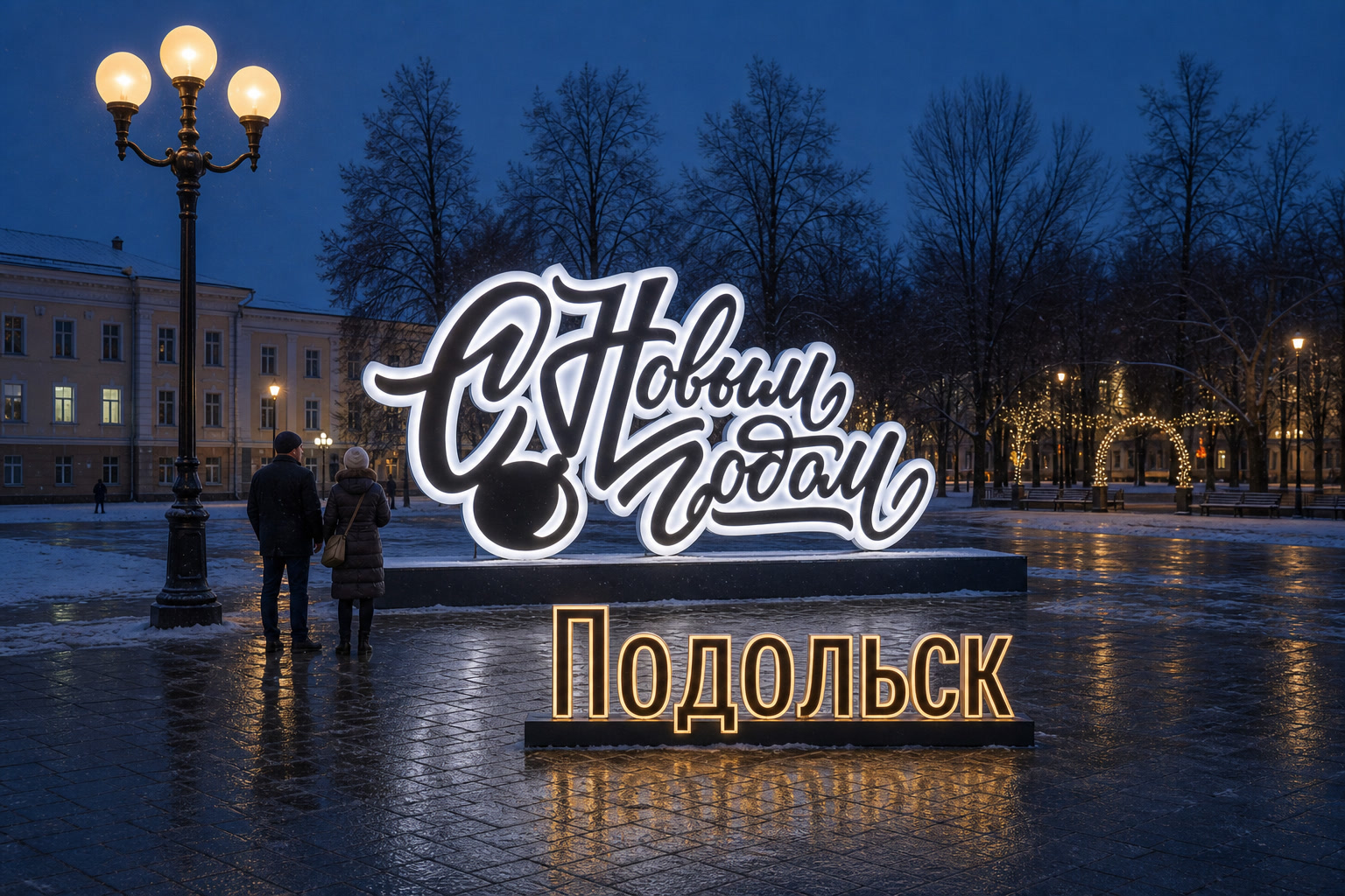 Концепция новогоднего оформления Подольска: Надпись Подольск.