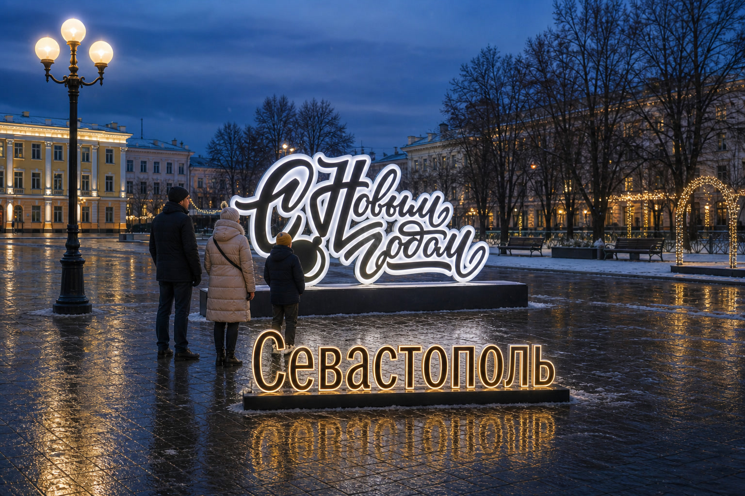 Концепция новогоднего оформления Севастополя: Надпись Севастополь.