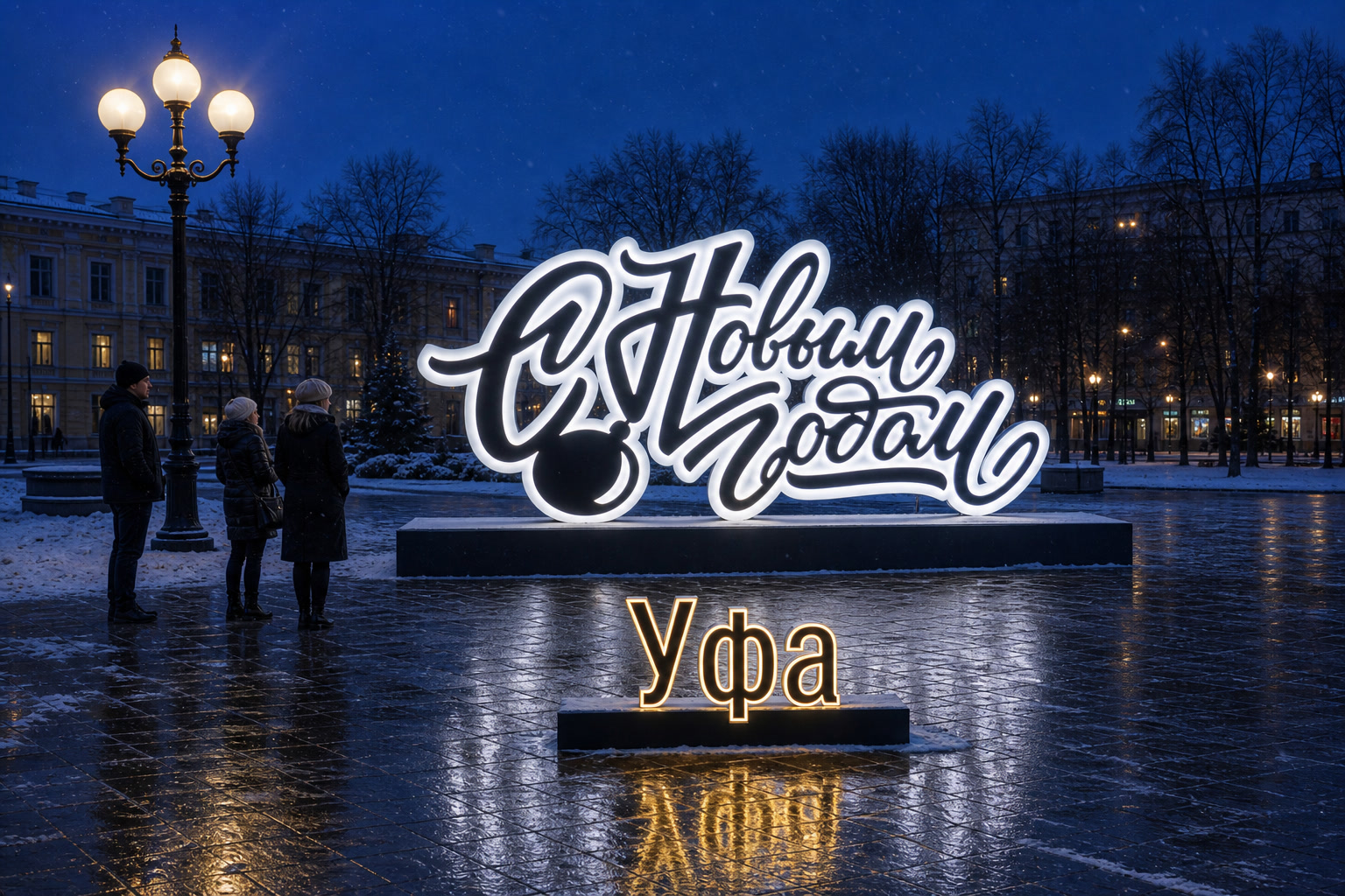Концепция новогоднего оформления Уфы: Надпись Уфа.